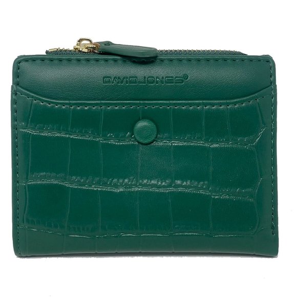 David Jones Paris Women Slim Bifold Wallet Credit Card Name Card Holder  - Green - Picture 1 of 3